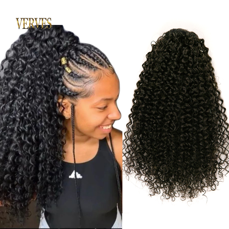 Drawstring Afro Curly Puff Ponytail - VERVES Synthetischer Kordelzug, Puff-Pferdeschwanz, Afro-Locken, 40,6