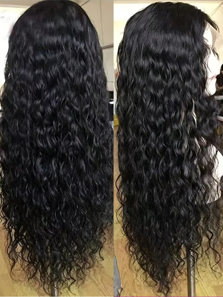 Water Wave Bulk Human Hair For Braiding - 250 Dichte Deep Wave 4x4 Lace