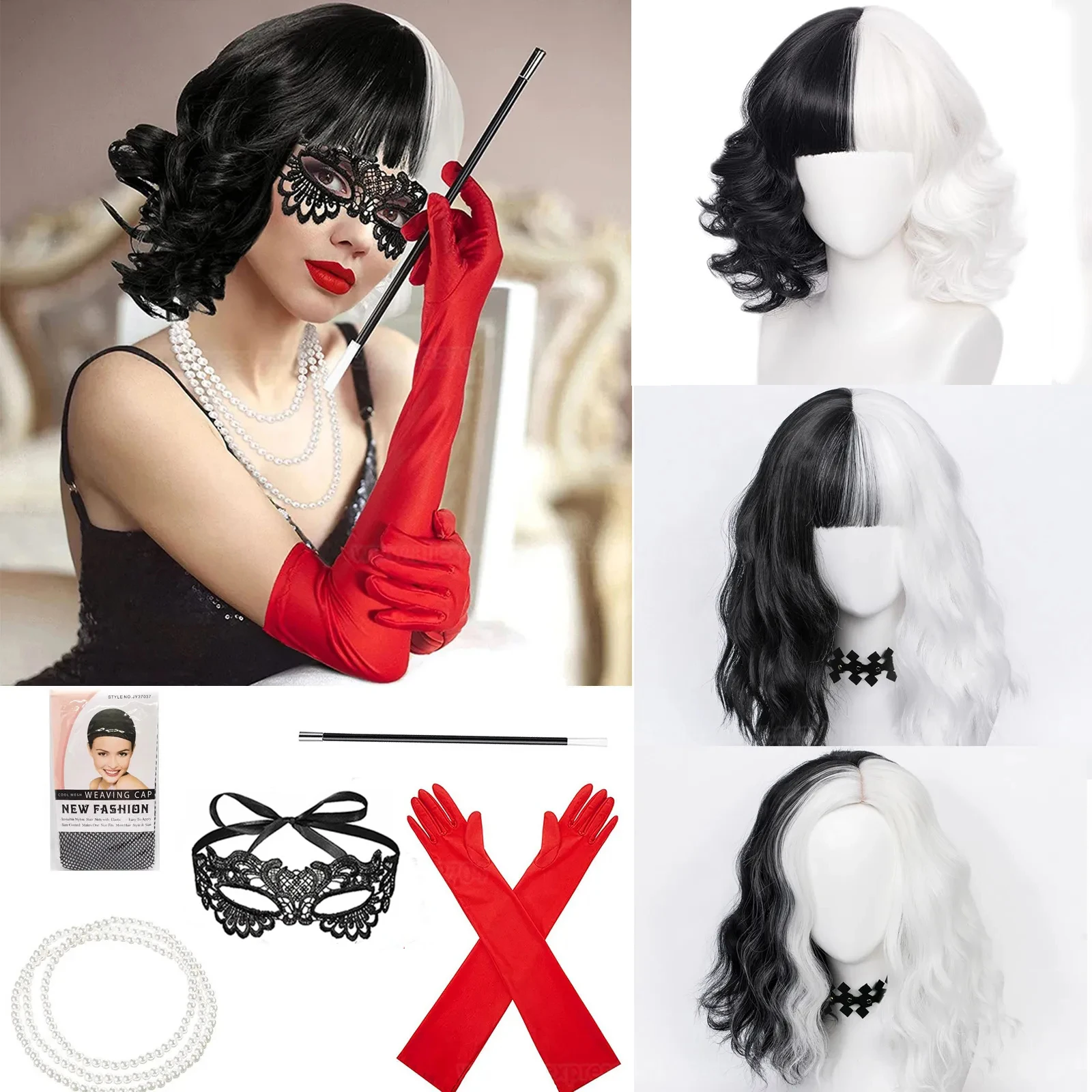 Synthetic Braided Wigs For Black Women - Convention Anime Cruella de Vil Cosplay-Perücke,