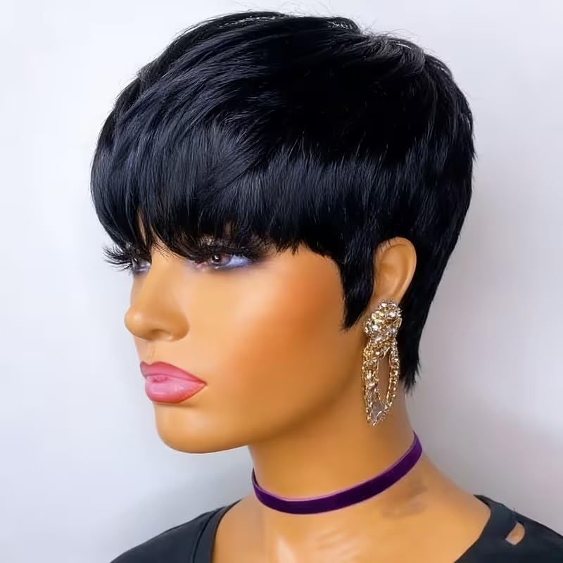 Short Pixie Cut Wig Human Hair Cheap - Kurze Pixie-Cut Echthaarperücken für Frauen, geschichtete