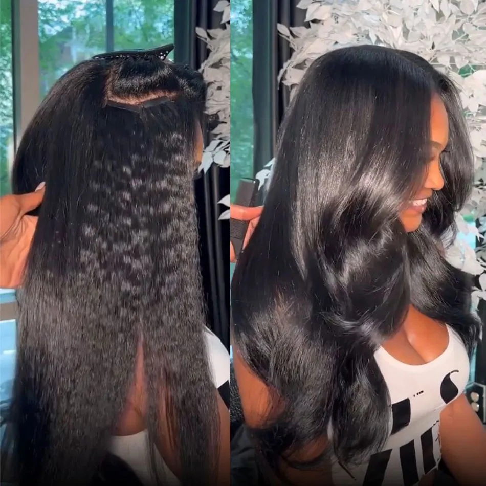 Invisible Tape In Extensions Real Hair - Kinky Straight Tape in Haarverlängerungen Echthaar