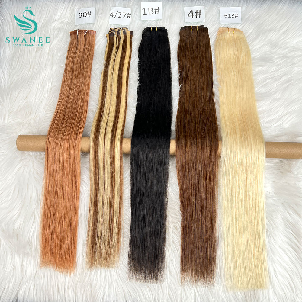 Seamless Clip In Hair Extensions Human Hair - Clip-in Haarverlängerungen Echtes Natürliches Haar Jungfräuliches