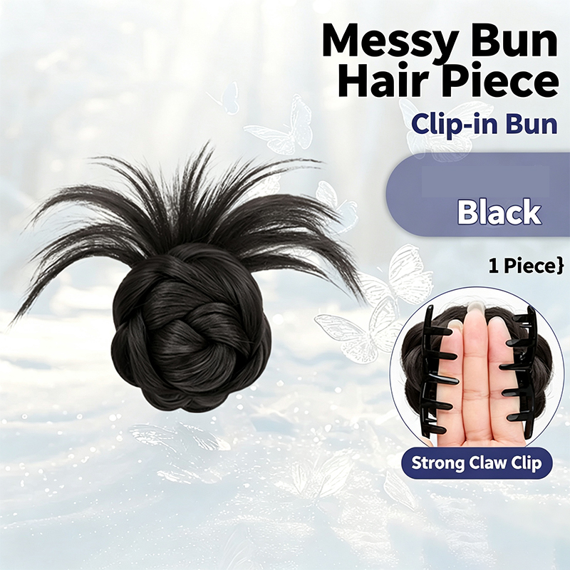 Claw Clip Messy Bun Hair Piece - Flauschiger, stacheliger, unordentlicher Dutt-Haaraufsatz mit sicherem