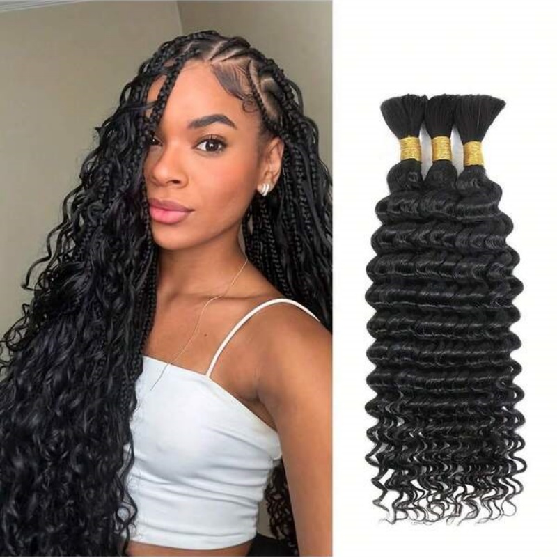 Water Wave Bulk Human Hair For Braiding - 2 Bundles Wasserwelle Bulk Echthaarverlängerung Kein