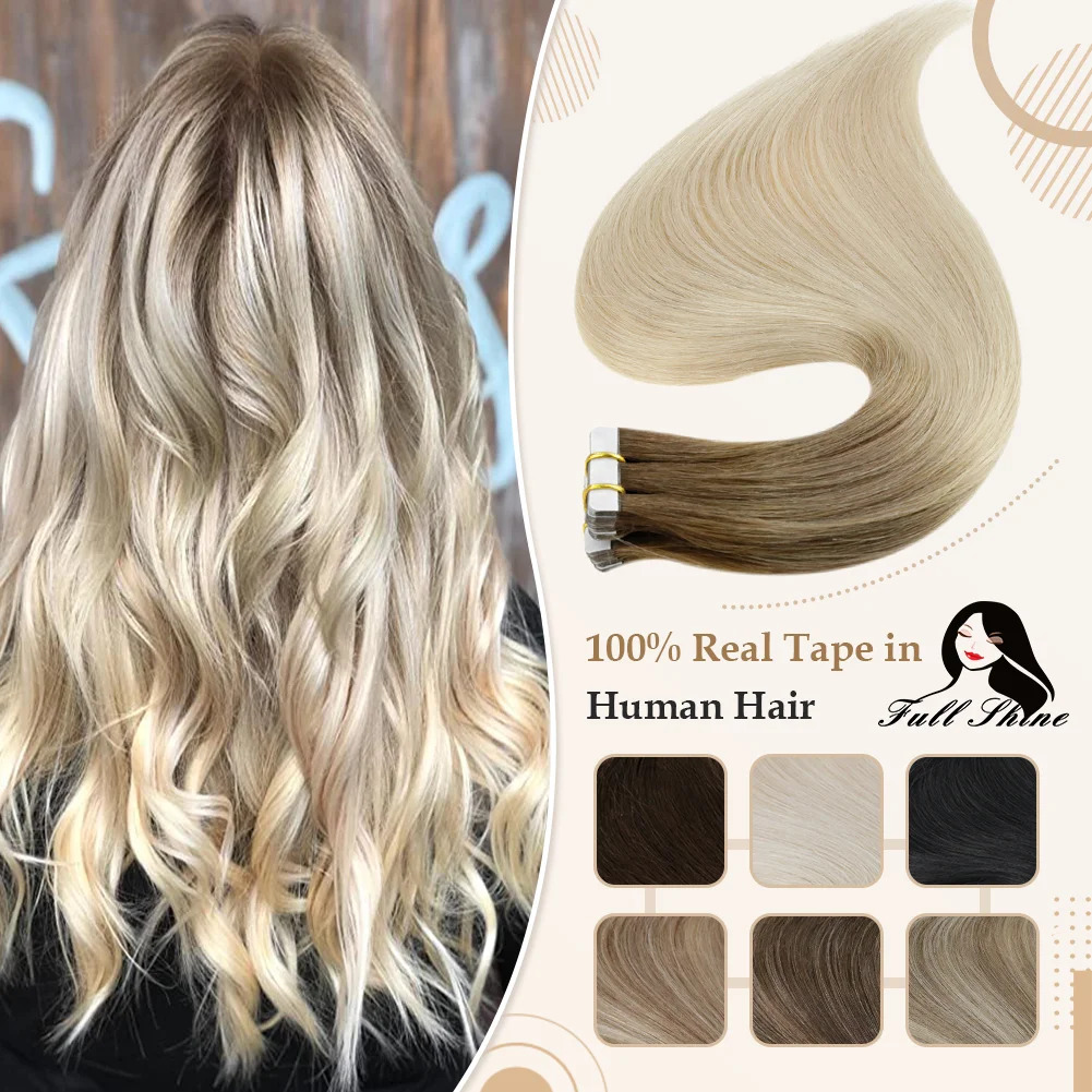 Invisible Tape In Extensions Real Hair - Full Shine Ombre Tape in Haarverlängerungen,