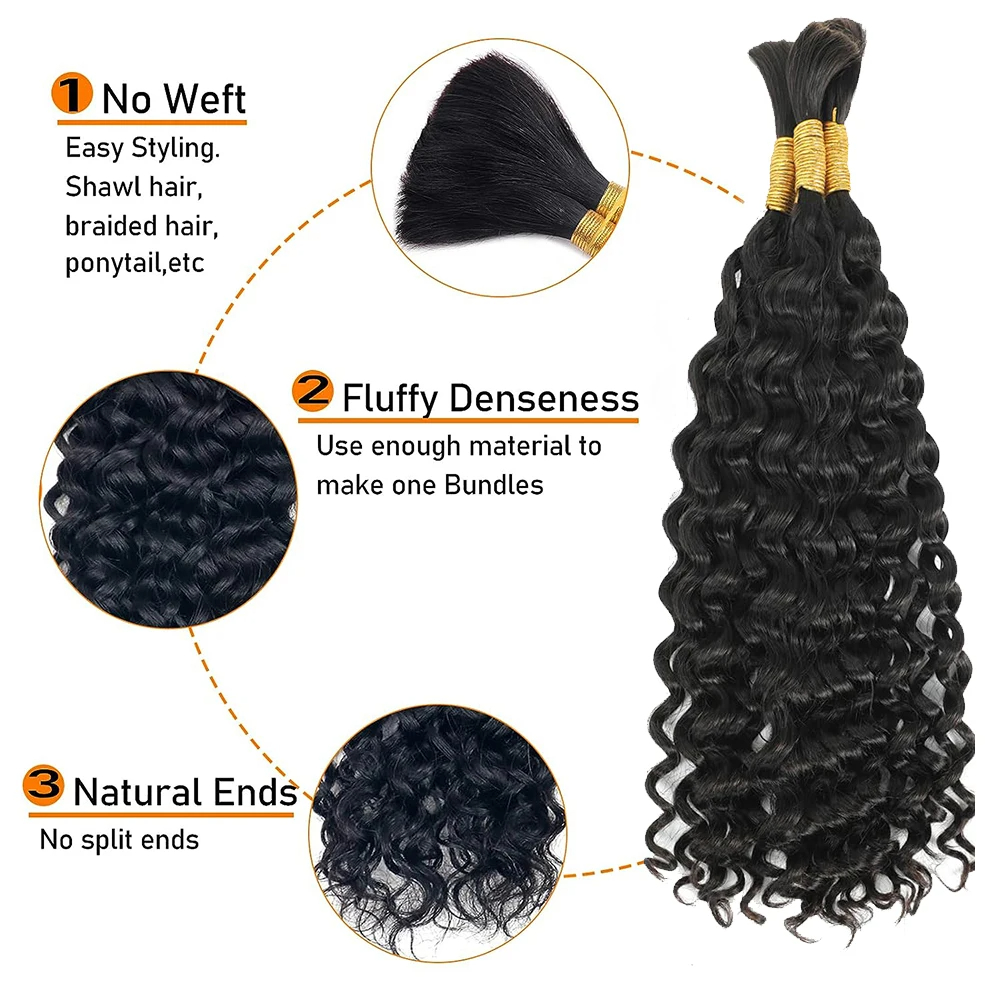 Wasserwellen-Echthaar zum Flec – Water Wave Bulk Human Hair For Braiding Bewertung und Preis