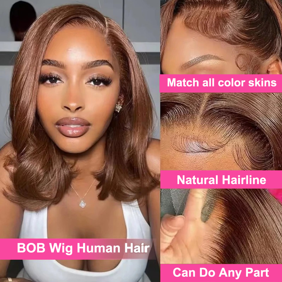 13X4 schokoladenbraune gerade  – Glueless Wear And Go Human Hair Wig Bewertung und Preis