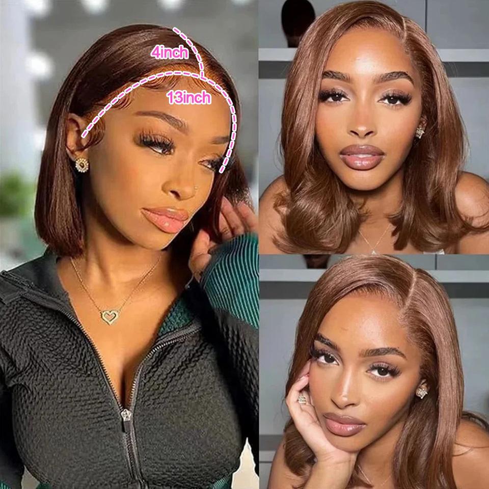 13X4 schokoladenbraune gerade  – Glueless Wear And Go Human Hair Wig Bewertung und Preis