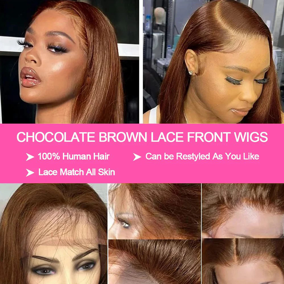 13X4 schokoladenbraune gerade  – Glueless Wear And Go Human Hair Wig Bewertung und Preis