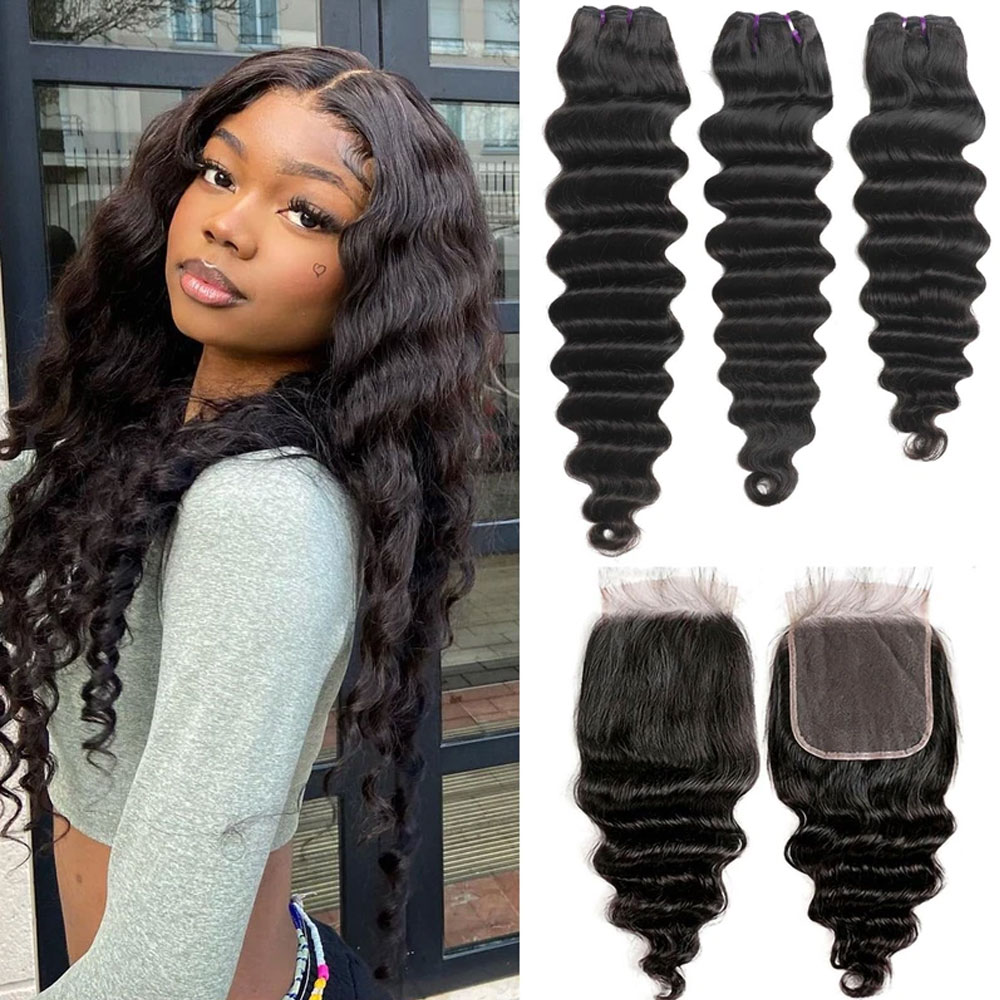Lockere Deep-Wave-Haarbündel m – Deep Wave 3 Bundles With Closure Bewertung und Preis