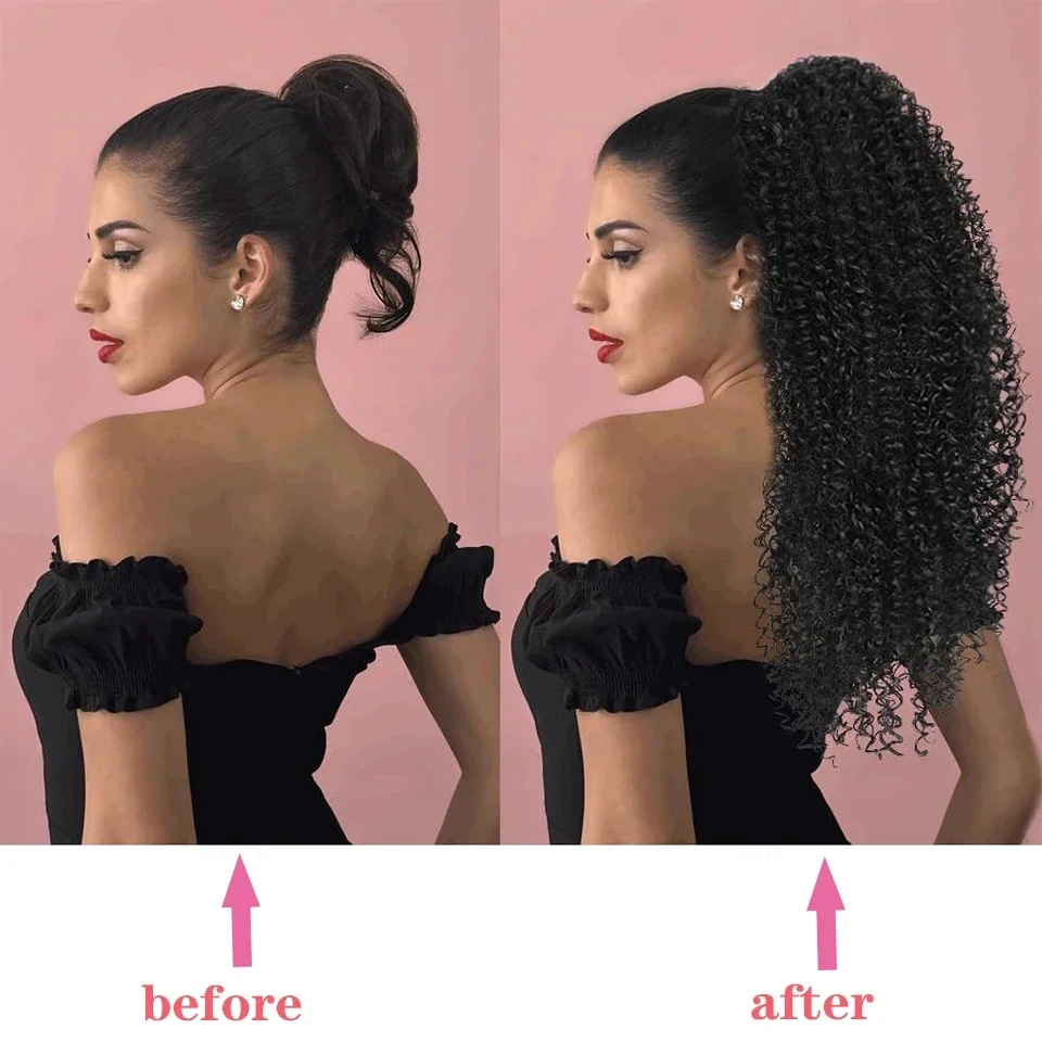 Lange verworrene lockige Korde – Drawstring Afro Curly Puff Ponytail Bewertung und Preis