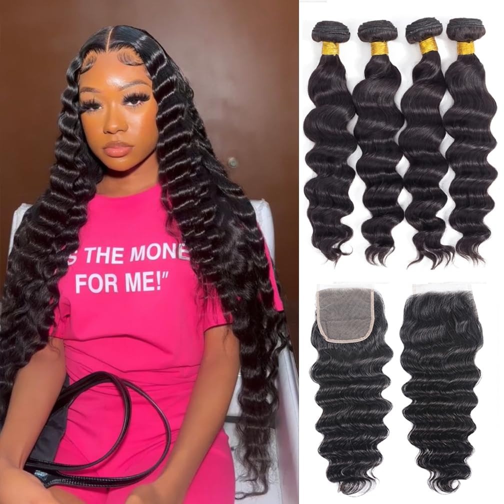 30 Zoll Loose Wave Echthaar-Bu – Deep Wave 3 Bundles With Closure Bewertung und Preis