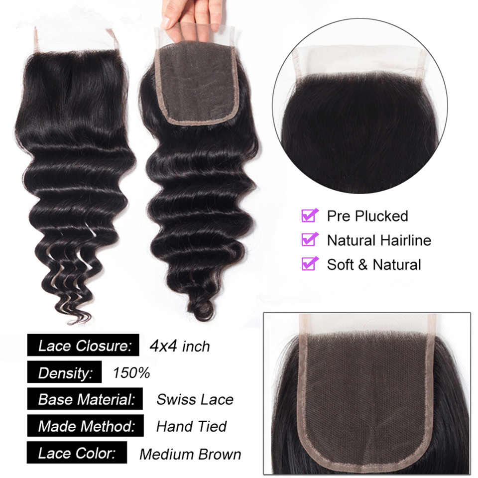 30 Zoll Loose Wave Echthaar-Bu – Deep Wave 3 Bundles With Closure Bewertung und Preis