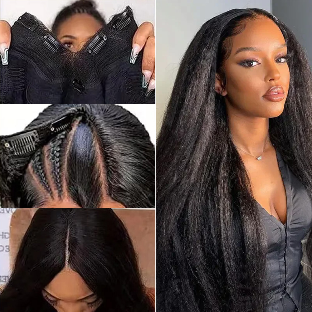 Kinky Yaki Glattes Echthaar V- – Glueless Wear And Go Human Hair Wig Bewertung und Preis