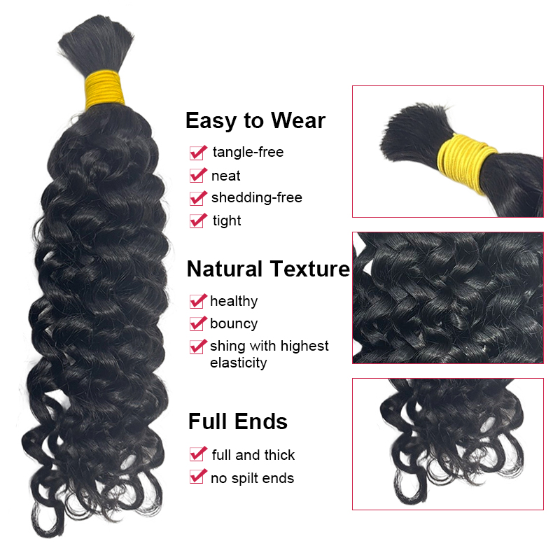 Wasserwellen-Lockenhaar zum Fl – Water Wave Bulk Human Hair For Braiding Bewertung und Preis