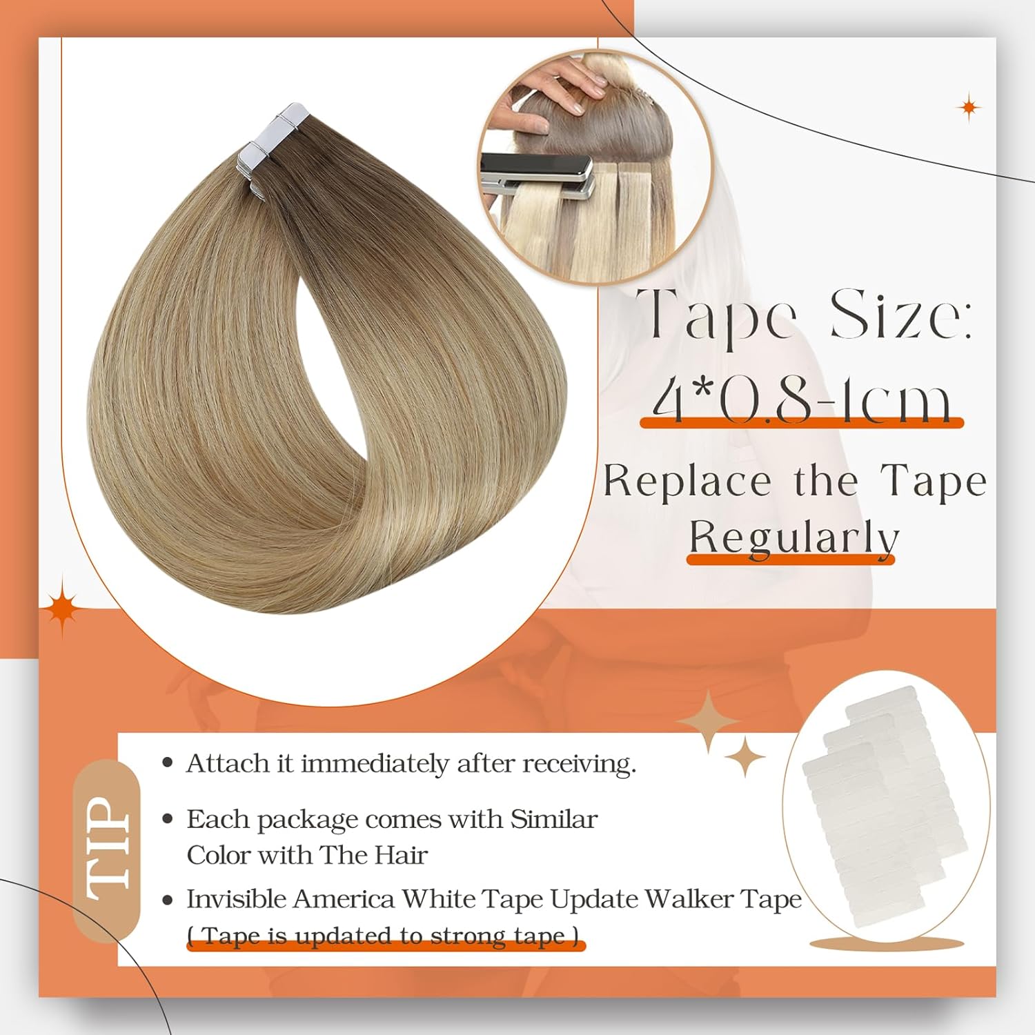 Full Shine Ombre Tape in Haarv – Invisible Tape In Extensions Real Hair Bewertung und Preis