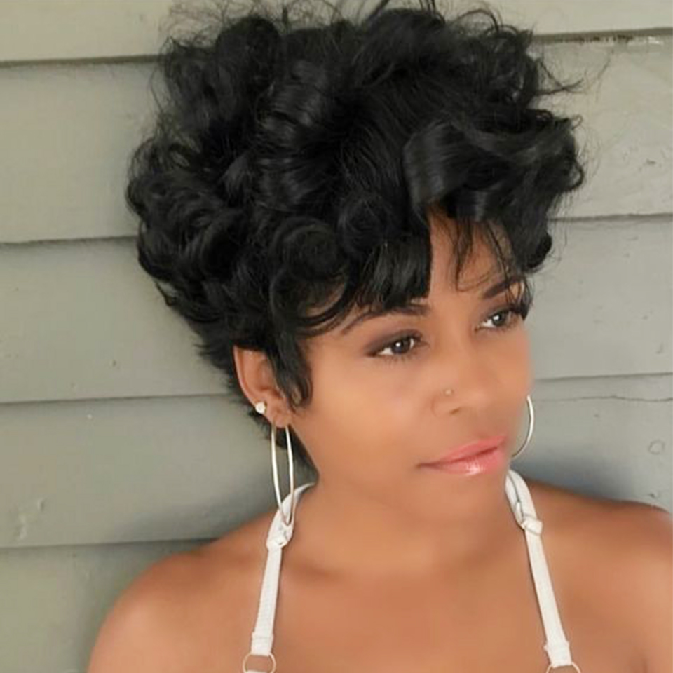 Bouncy Natural Wave Perücke Ec – Short Pixie Cut Wig Human Hair Cheap Bewertung und Preis